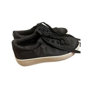 Steve Madden Bertie-S Shoes Womens Size 9.5 Black Satin Platform Sneaker Casual